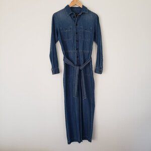 Pendleton Denim Jumpsuit Belted One Piece Long Sleeve 100% Cotton Size 2